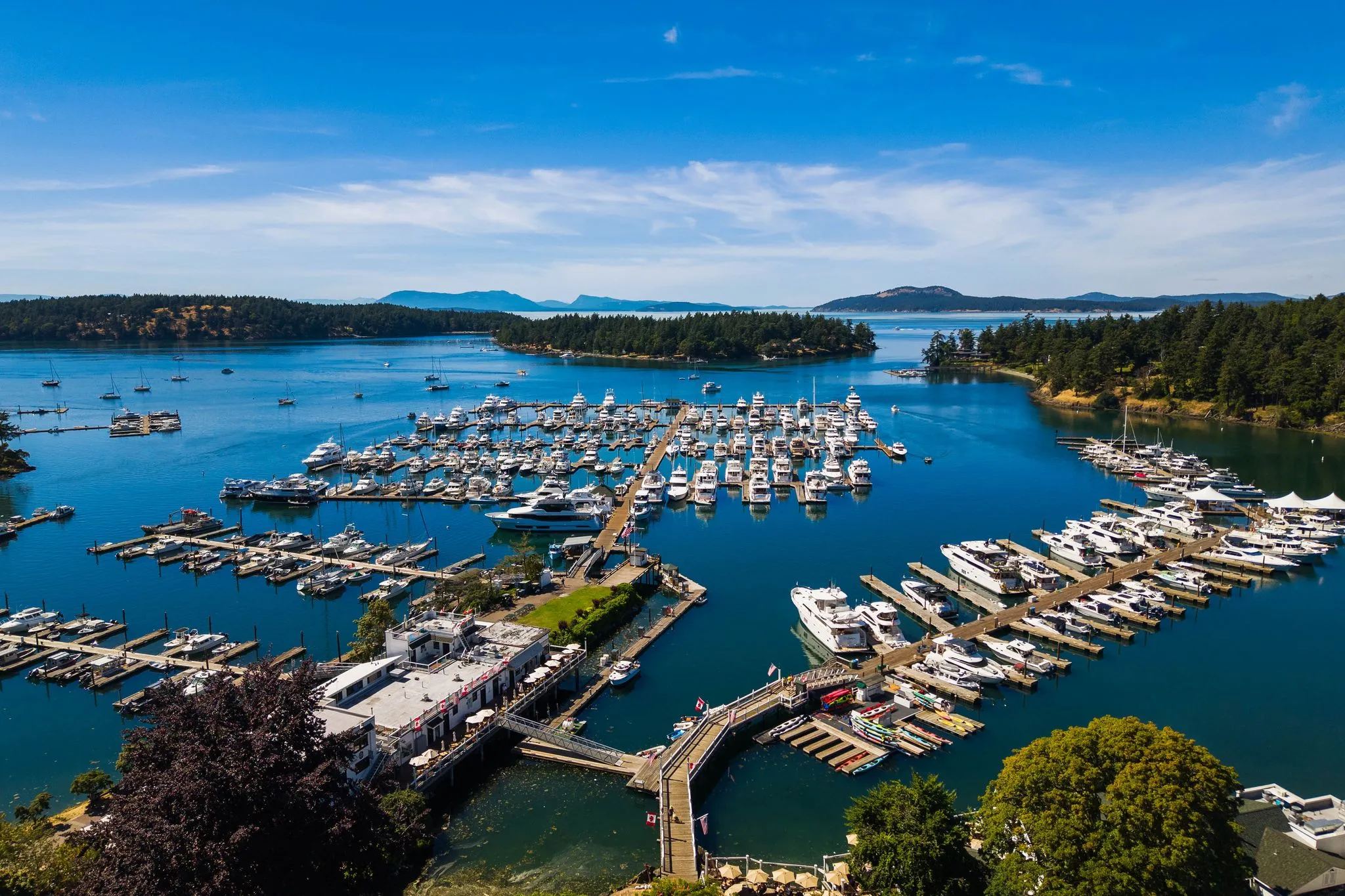 Aerial drone photo of a marina, an example of non-residential project coverage